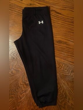 Youth Under Armour Black Baseball/Softball Pant w/ White Logo- YXL (Pull On)